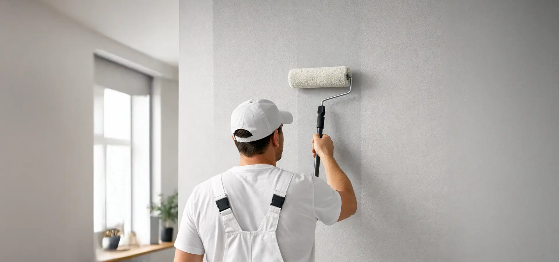 Professionelle Malerarbeiten an einer Innenwand