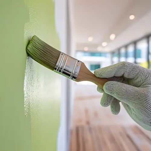 Nahaufnahme einer fachgerecht gestrichenen Wandoberfläche